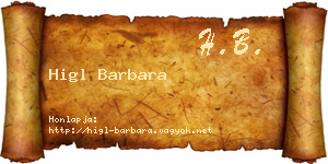 Higl Barbara névjegykártya
